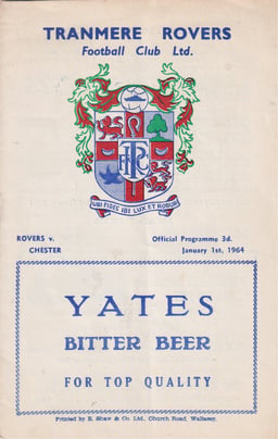 Tranmere Rovers v Chester Match Programme 1964-01-01